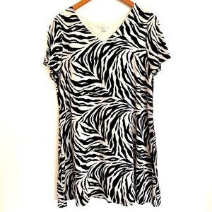 Est. 1946 Zebra Print Black Cream Midi Dress Size Large